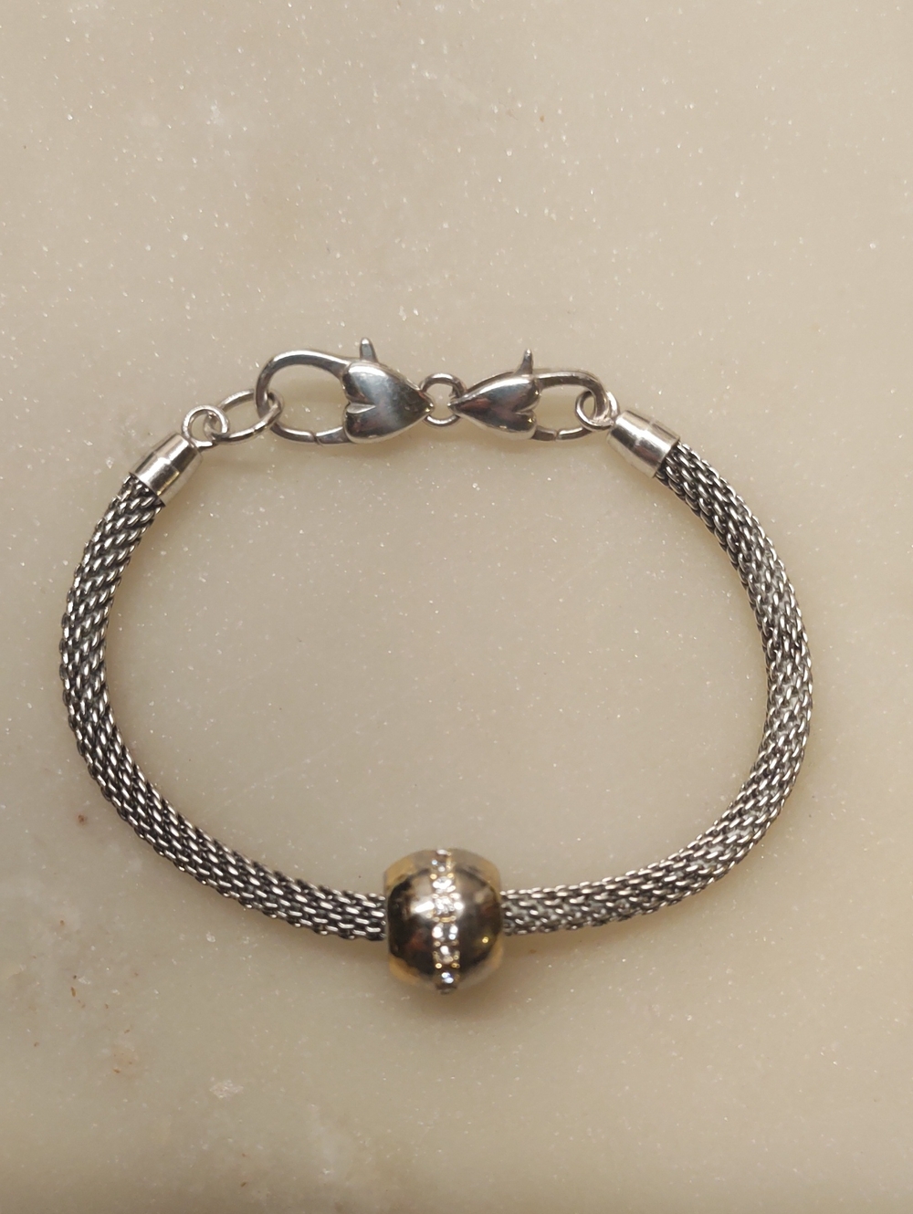 Brighton Glam Charm Bracelet Silver With Double Clasp 8" & Glimmer Crystal Bead
